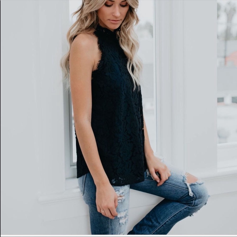 Navy blue lace top